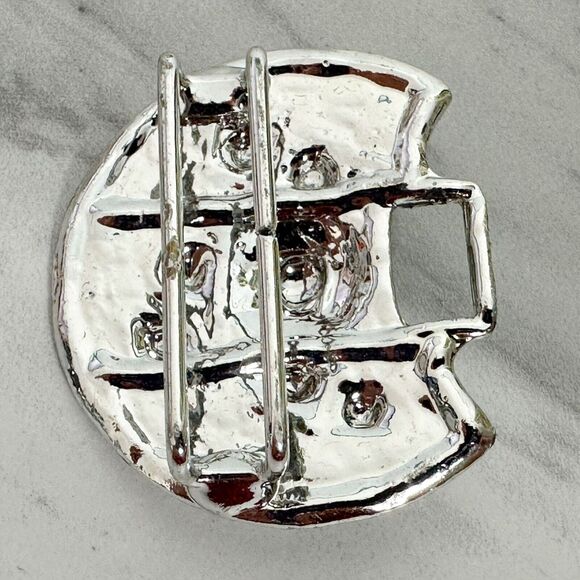 Vintage Silver Tone Ornate Studded Belt Buckle Piece - Picture 5 of 8